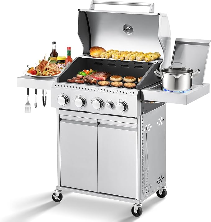MELLCOM Stainless Steel 4 Burner BBQ Propane Gas Grill by MELLCOM
