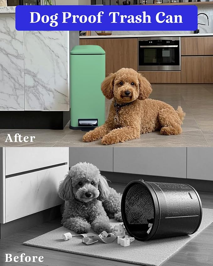 8 Gallon Slim Trash Can with Soft Close Lid, Stainless Steel Trash Can with - Image 9