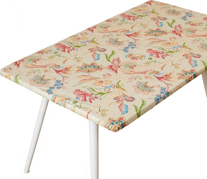 Rectangle Picnic Table Cloth, Elastic Waterproof Fitted Vinyl Tablecloths by Unknown