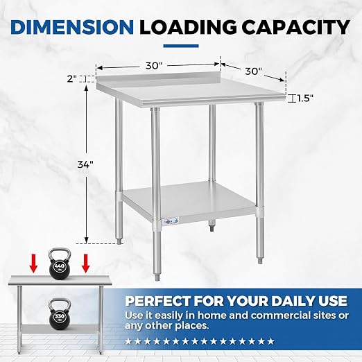 Profeeshaw Stainless Steel Prep Table NSF Commercial Work Table - Image 2