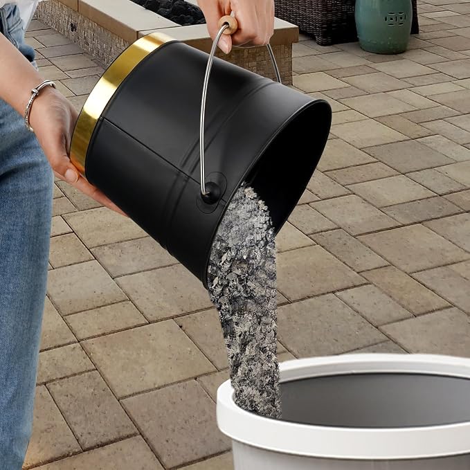 Mini Ash Bucket with Lid, Shovel & Hand Broom, Galvanized Steel Metal Charcoal - Image 6