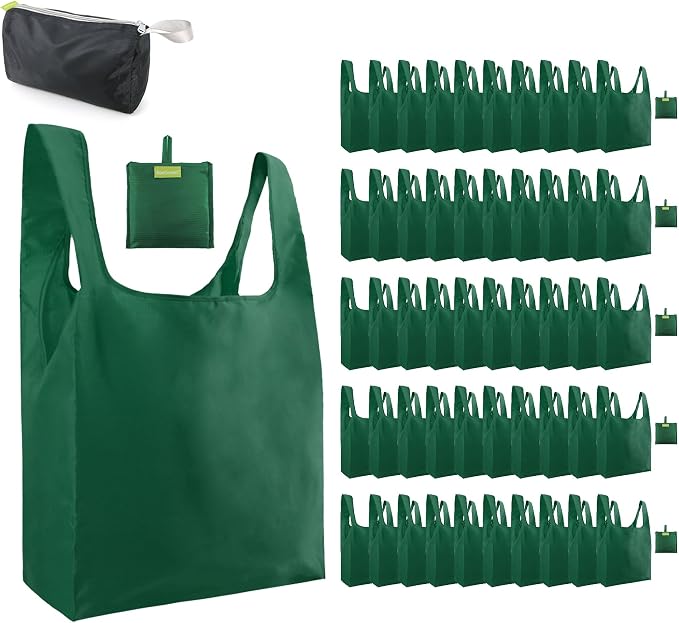 BeeGreen Christmas Green Reusable Grocery Bags Dark Green Reusable Kitchen Bags by BeeGreen