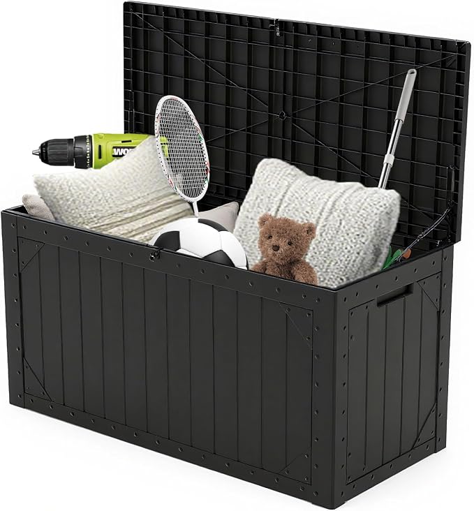 100 Gallon Resin Deck Box, Waterproof Outdoor Storage Box - Image 6