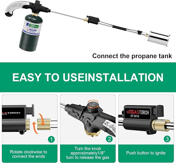 Sondiko Propane Torch Weed Burner, High Output Weed Torch Flamethrower - Image 4