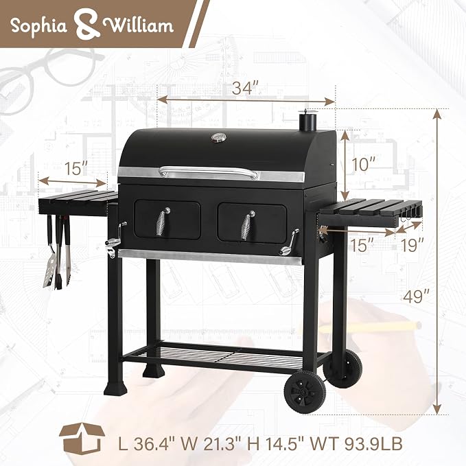 Sophia & William Extra Large Charcoal BBQ Grills - Image 6