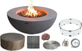 Elementi | Bundle Lunar Gas Fire Pit Cast Concrete 42" Round Fire Table by AMSFireplaceInc