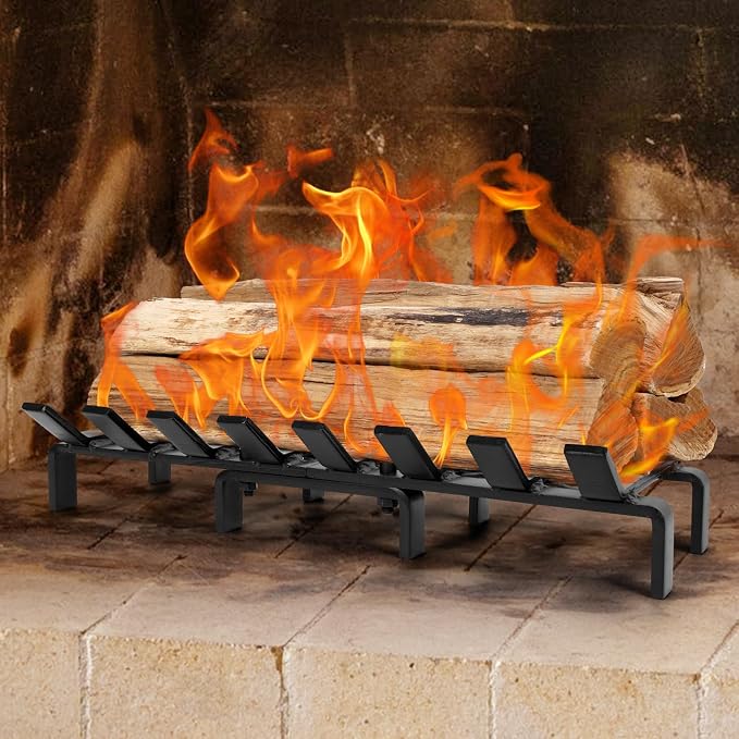 20" Fireplace Grate with Ember Retainer, Wood Stove Grate Rack, Heavy Duty - Image 2