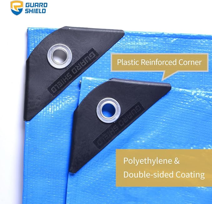 GUARD SHIELD Blue Tarp Waterproof 10x16 Feet Medium Duty All Purpose Poly Tarps - Image 2