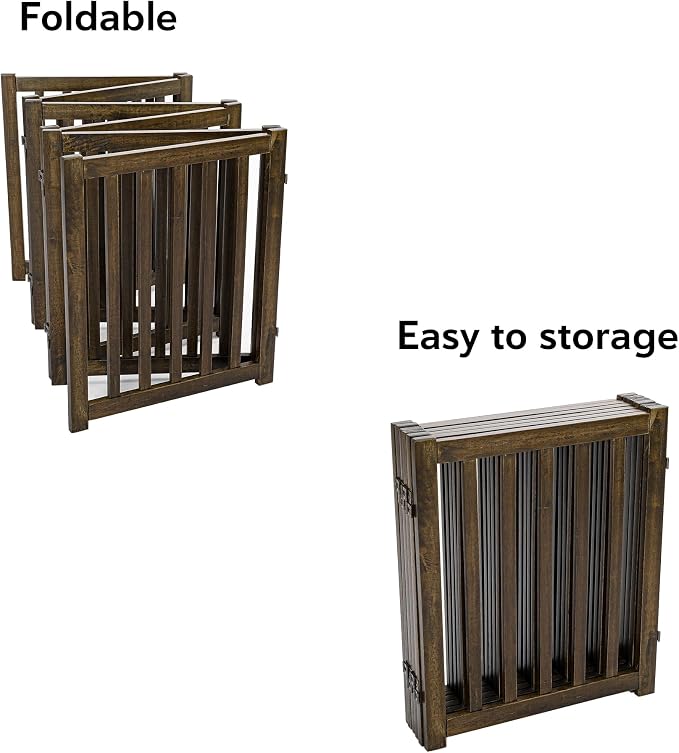 LZRS 6-Panel Extra-Wide Freestanding Wooden Dog Gate Indoor – 24”High Foldable - Image 4