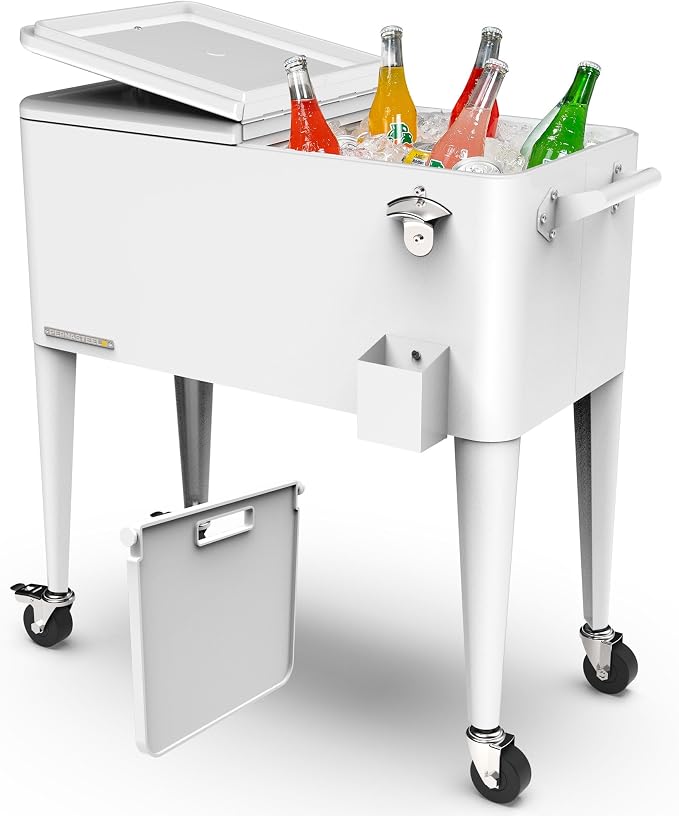 Permasteel 80 Quart Party Cooler, Rolling Ice Chest by Permasteel