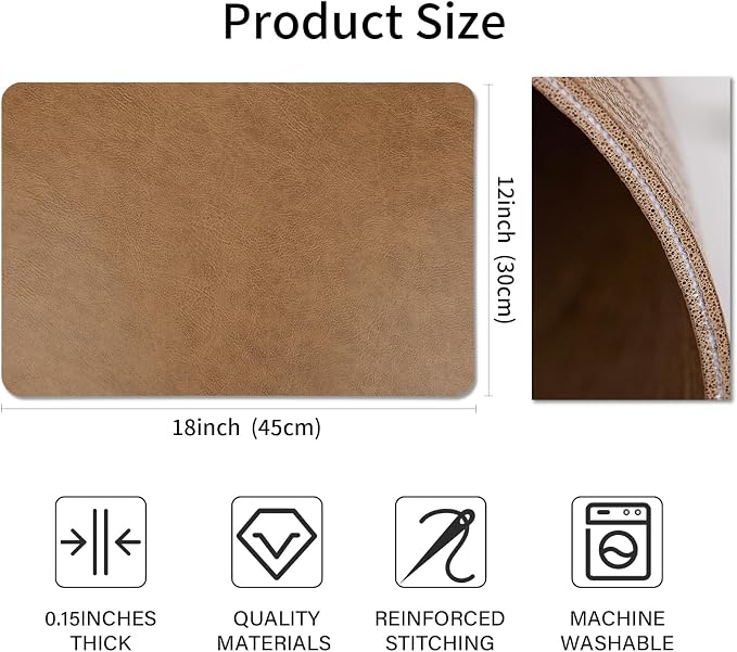 Cowhide Pattern Faux Leather Placemats Set of 6, Heat Resistant Non-Slip - Image 7