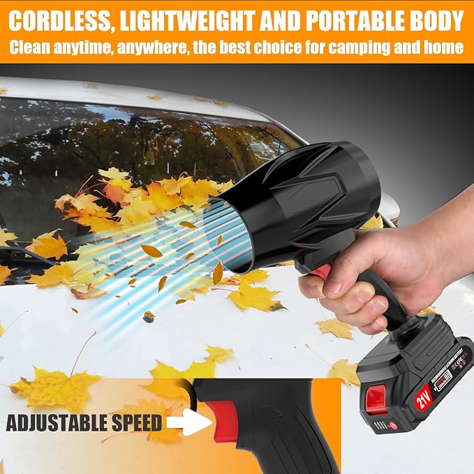 Leaf Blower Cordless with Battery and Charger, 21V Hand Held Blower, Turbo Air - Image 3