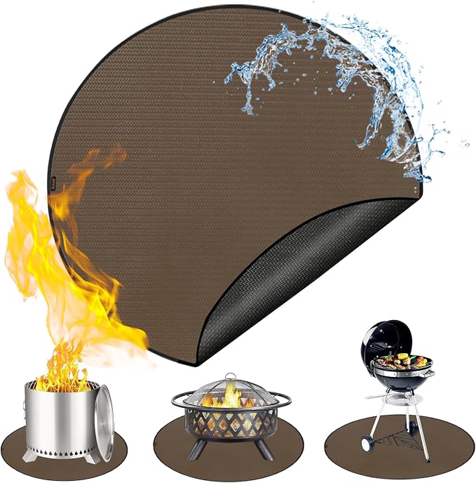 Anze Round Under Grill Mat for Outdoor Grill, 39 Inch Anti-Slip BBQ Floor Mats by Anze