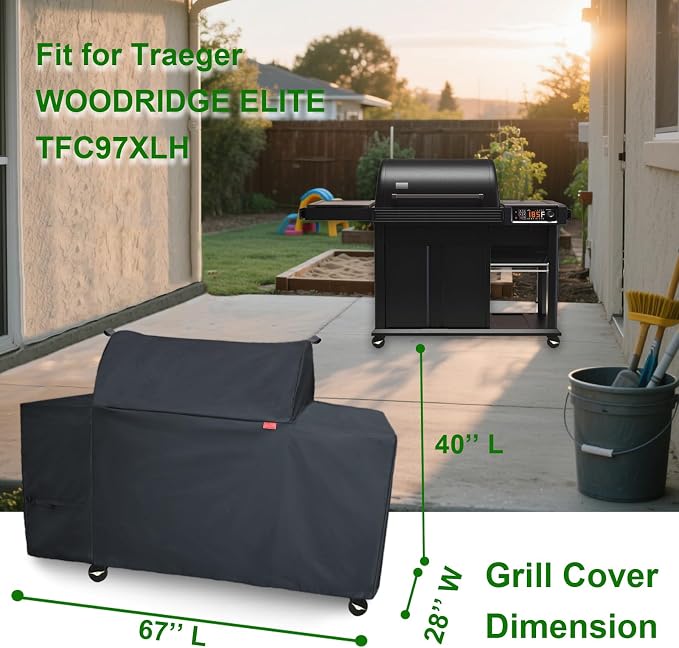 Grill Cover Fits Traeger Woodridge Elite Electric Wood Pellet Grill and Smoker - Image 3