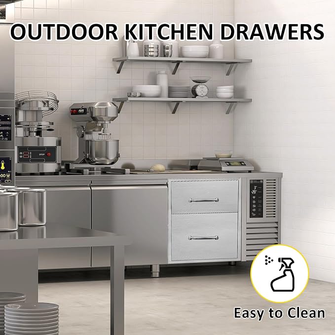 Outdoor Kitchen Drawers 14" W x 21" H x 21" D Flush Mount Double BBQ Drawers - Image 5