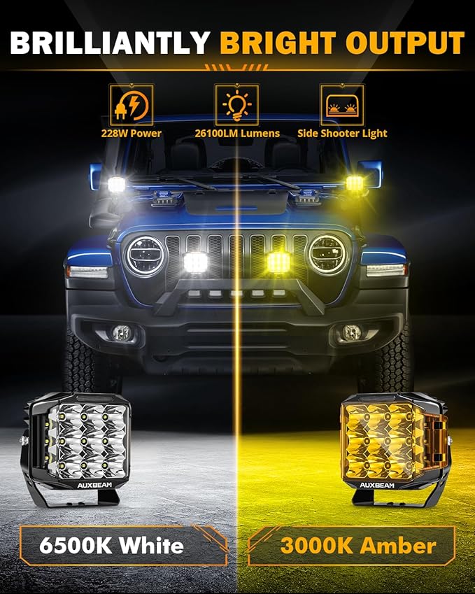 Auxbeam V-MAX Series LED Pod Lights, 7 Inch Offroad Driving Cube Lights - Image 4