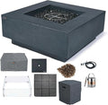 Elementi+ | Bundle Bergen Gas Fire Pit Cast Concrete 40" Square Fire Table by AMSFireplaceInc