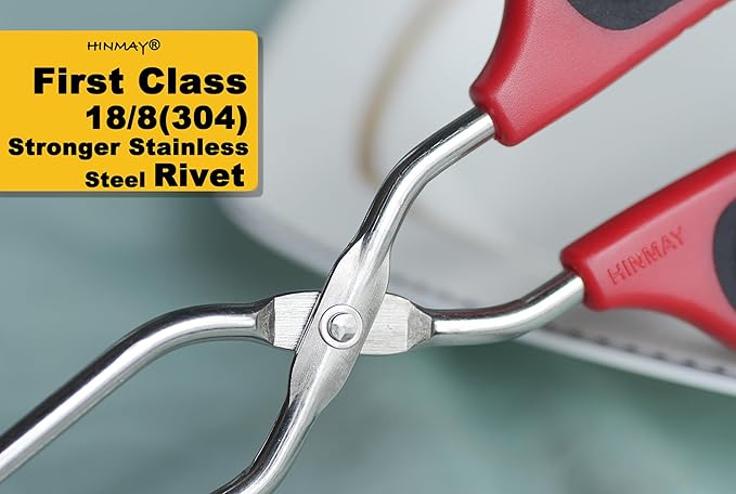 Scissor Tongs 3-Piece Set in 10, 12 and 16 Inch Red Stainless Steel