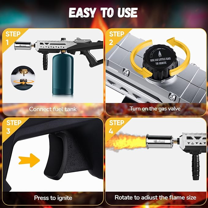 Powerful Grill Torch Gun | Propane Torch Gun, Adjustable Flamethrower | - Image 4