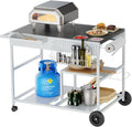 Vongrasig Pizza Oven Cart with Topping Station, Outdoor Grill Table Kitchen by Vongrasig