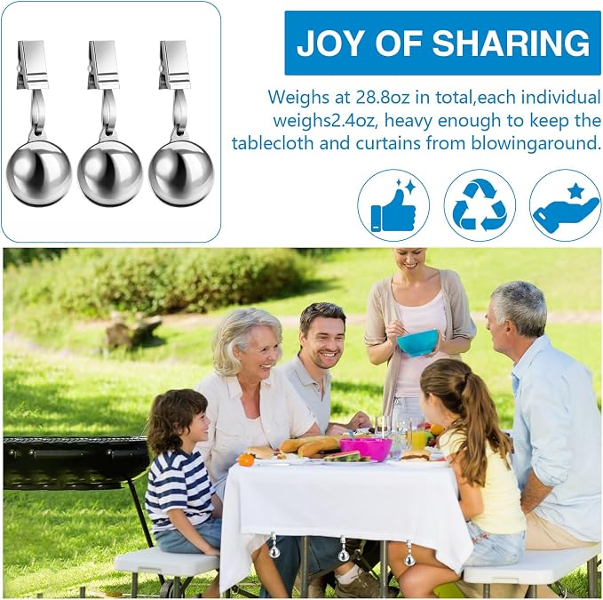 12 Pcs Heavy Duty Tablecloth Weights Stainless Steel Weight Clip Down - Image 4