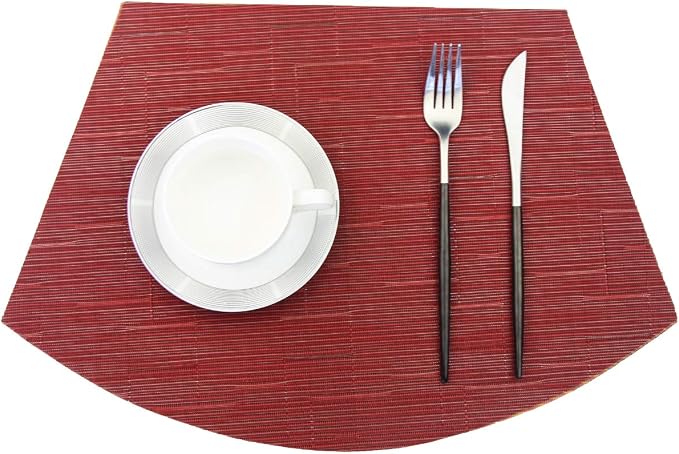 PIGCHCY Wedge Shaped Placemats for Dining Table Cross-Weave Washable Vinyl - Image 3