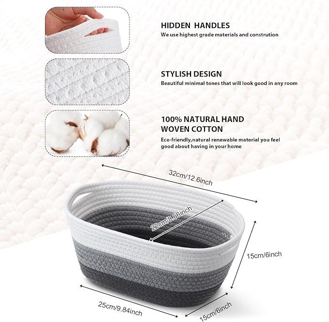 12 Pack Easter Woven Baskets for Gifts Empty Large Cotton Rope Square Storage - Image 2