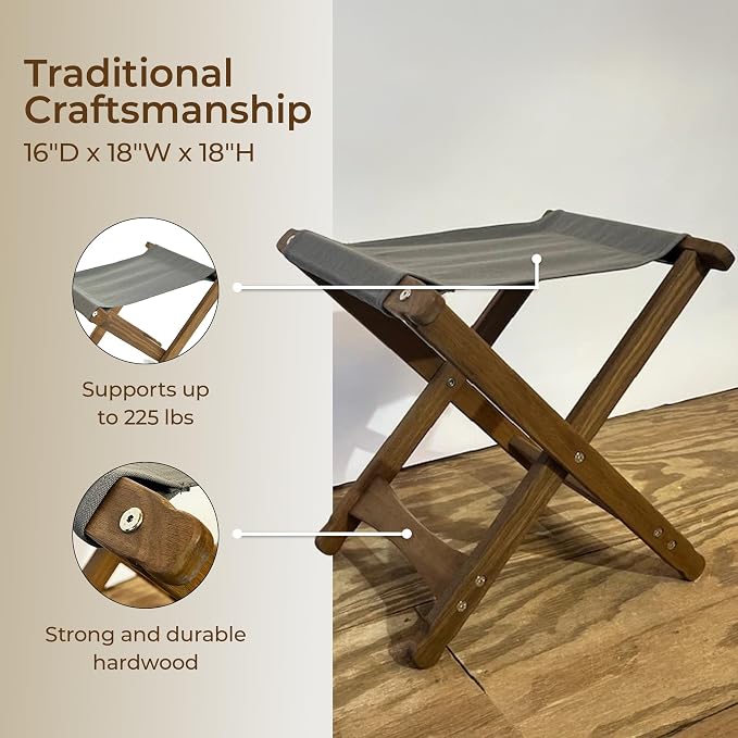 BYER OF MAINE Pangean Folding Stool – Canvas Camp & Wood Camp Stool - Image 3