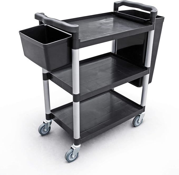 New Star Foodservice 54552 350-Pound Plastic 3-Tier Utility Bus Cart - Image 2