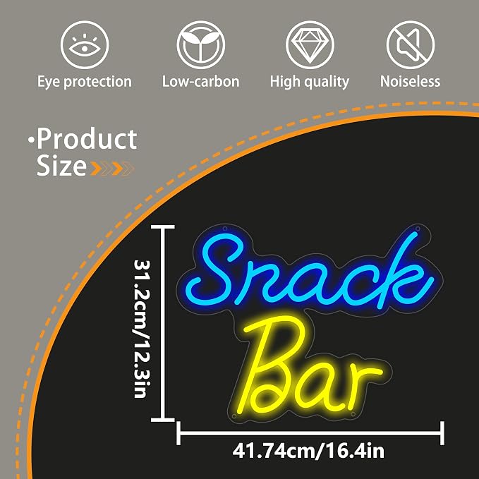 Snack Bar Neon Sign for Wall Decor, USB Powered Snack Bar Led Sign, Reusable - Image 6