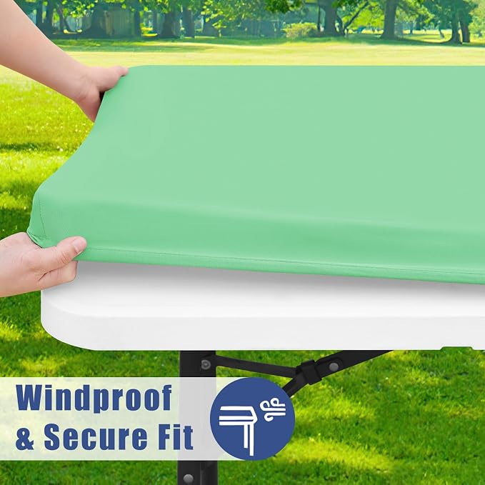 Spandex 4 Foot Rectangle Table Cloth 6 Pack, Elastic Fitted Tablecloths - Image 3