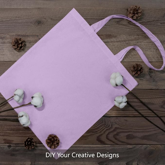 TOPDesign 24-Pack Economical 16"x15" Lavender Cotton Tote Bags, Lightweight - Image 4