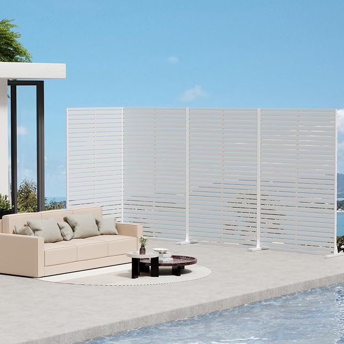 Privacy Fence Screen with Stand 6 Panel 72" H×47" W HDPE Decorative Panels with - Image 6