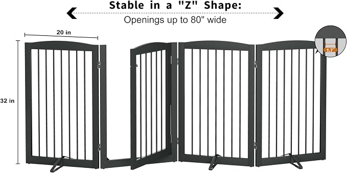 Freestanding Dog Gates with Door Walk Through, Pet Gate - Image 6