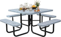 46'' Square Metal Picnic Table for Outdoors, Commercial Steel Metal Picnic by MakeaGoodChoose
