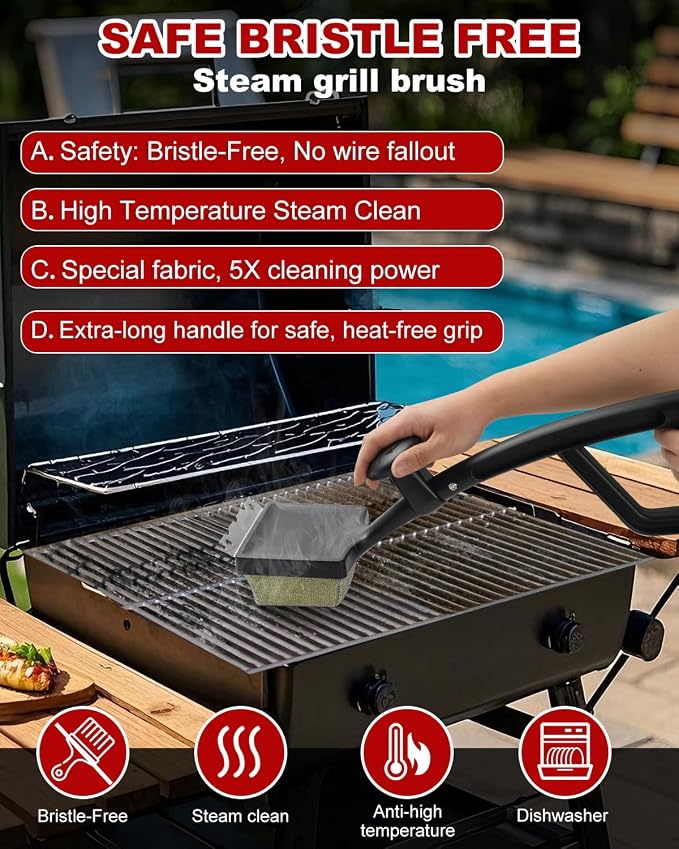 Grill Brush Bristle Free, Steam Grill Cleaner - Image 2