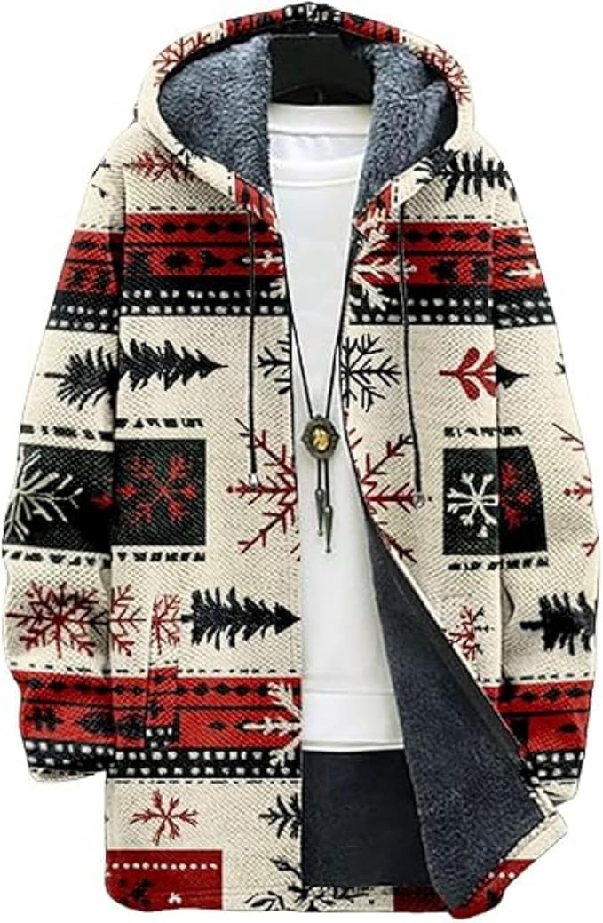 Men's Hooded Sweater Coat Knit Fleece Lined Long Cardigan Jacket by Unknown