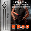 Tongs Blacksmith Forge Set, 6 Piece Alloy Steel with V-Bolt Jaws