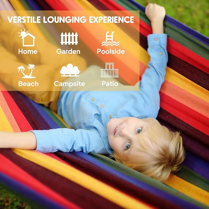 Hammock in Rainbow Cotton with Anti-Rollover Design