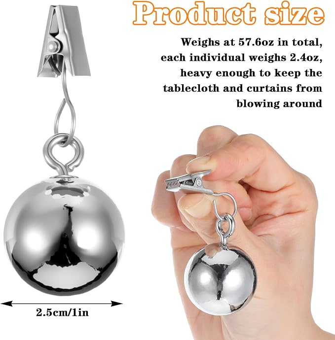 12 Pcs Heavy Duty Tablecloth Weights Spherical Stainless Steel Balls - Image 2