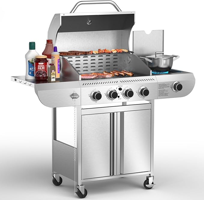G41 Pro Gas Grill, Heavy-Duty Stainless Steel BBQ Grill, 4 Burner Gas Grill by Electactic