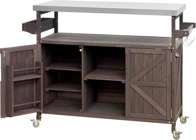 Rolling Cart ，Storage Cabinet, Grill Table ，Artificial Board，with Stainless by Unknown