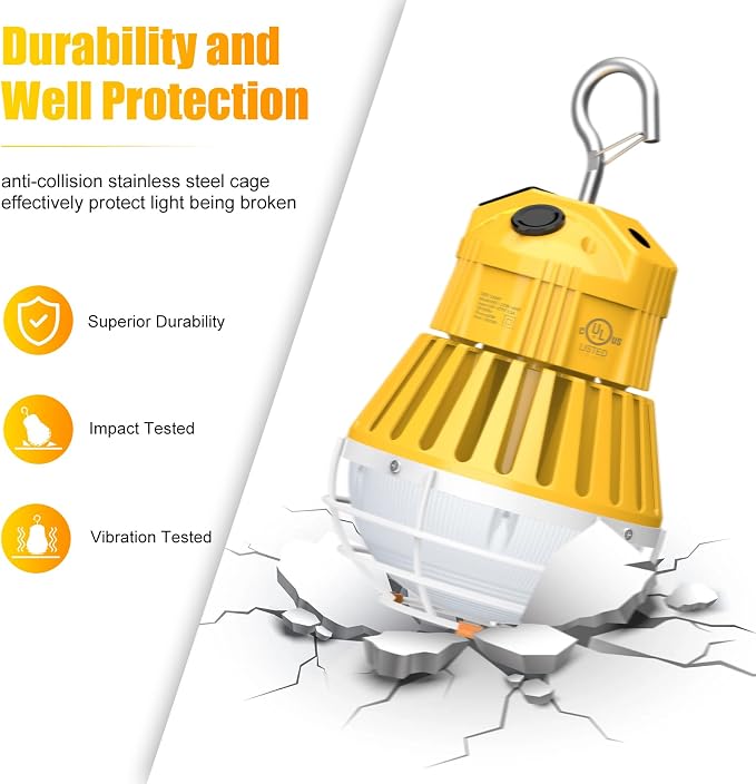 LED Temporary Work Light 60W, 7800LM 5000K Portable Hanging Construction Light - Image 6