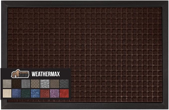 GORILLA GRIP 100% Waterproof All-Season WeatherMax Doormat, US Designed Natural by GorillaGrip