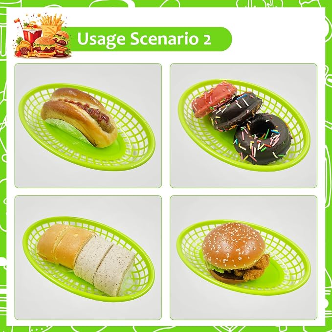 20 Pack Plastic Fast Food Baskets, 8.8" × 5.5" Small Oval Restaurant Serving - Image 4