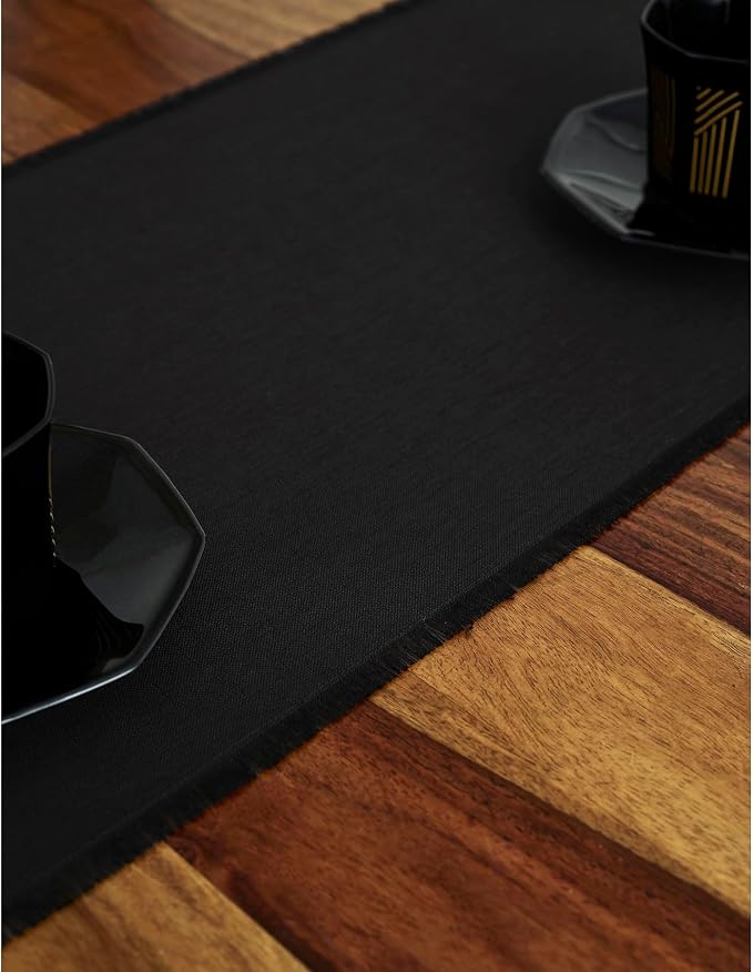 Solino Home Linen Black Table Runner 120 Inches Long - Image 9