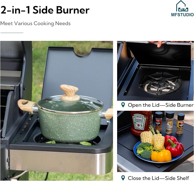 MFSTUDIO Propane Grills with Side Burner, BBQ Grill Griddle Combo - Image 4