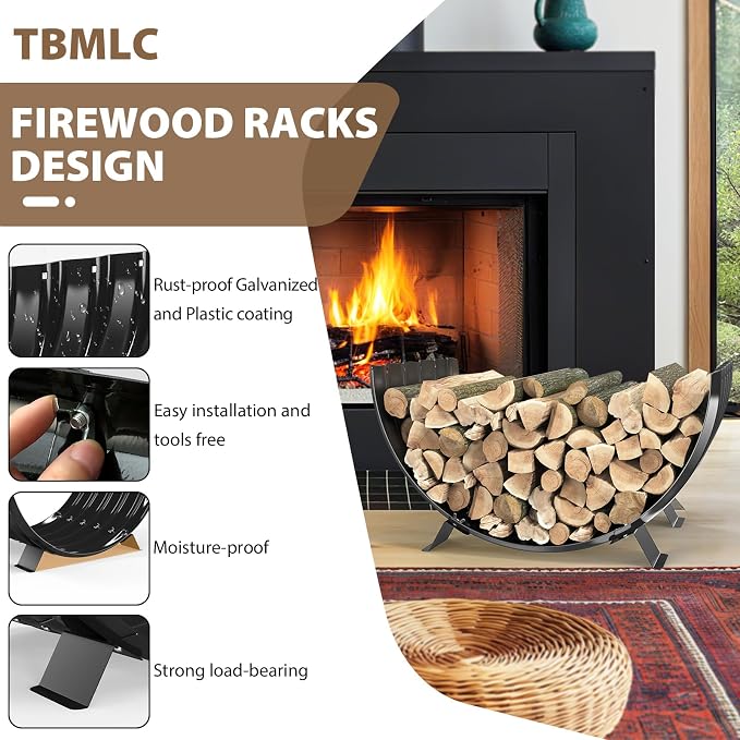 24 inch Diameter Semicircle Firewood Rack Storage -0.8MM Thick Galvanized Steel - Image 2