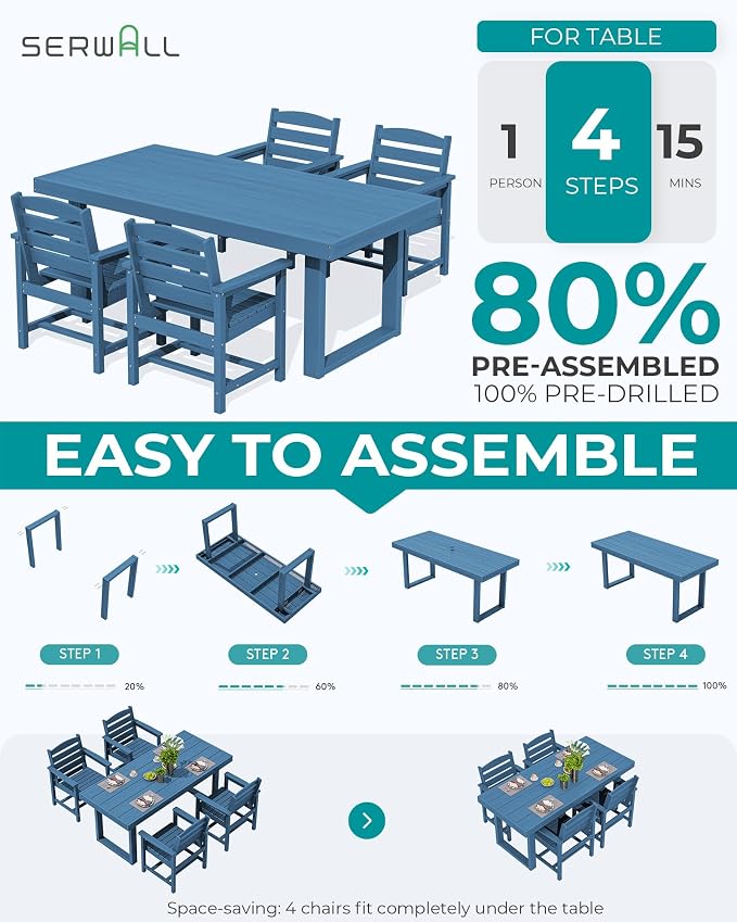 SERWALL HDPE Outdoor Dining Set - Image 6