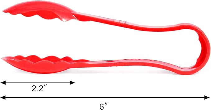 Serving Tongs, Set of 12, Red Food-Safe Polycarbonate